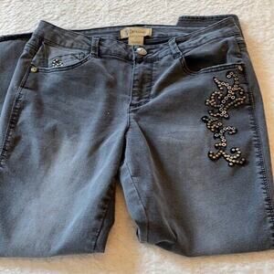 Democracy Jeans Womens 8 Gray freedom‎ ankle skimmer Stretch Studded